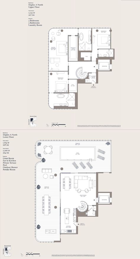 565 Broome SoHo, North Duplex A Duplex Layout, Penthouse Apartment Floor Plan, City Living Apartment, Condo Floor Plans, Duplex Floor Plans, Apartment Floor Plan, Wayfinding Design, Apartment Floor Plans, Apartment Layout