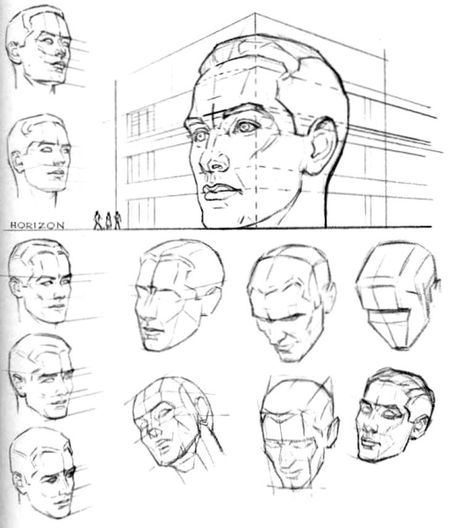 How to Draw the Face and Head in Perspective to Keep Correct Proportions When Slanting or Tilting Head - How to Draw Step by Step Drawing Tutorials Face Proportions Drawing, Portrait Drawing Tips, Face Proportions, Portrait Tutorial, Perspective Drawing Lessons, Drawing Tutorial Face, Drawing Heads, Human Drawing, Portraiture Drawing