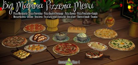 Pizza Vending Machine, Pizzeria Menu, Sims 4 Restaurant, Around The Sims 4, The Sims 4 Custom Content, Big Pizza, Pizza Menu, The Sims 3, Pizza Restaurant