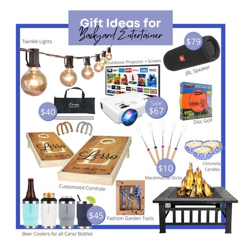 Perfect gifts for backyard lovers! Patio Gift Ideas, Candles Outdoor, Beer Cooler, Outdoor Candles, Citronella Candles, Projector Screen, Gift Guides, Twinkle Lights, Twinkle Twinkle