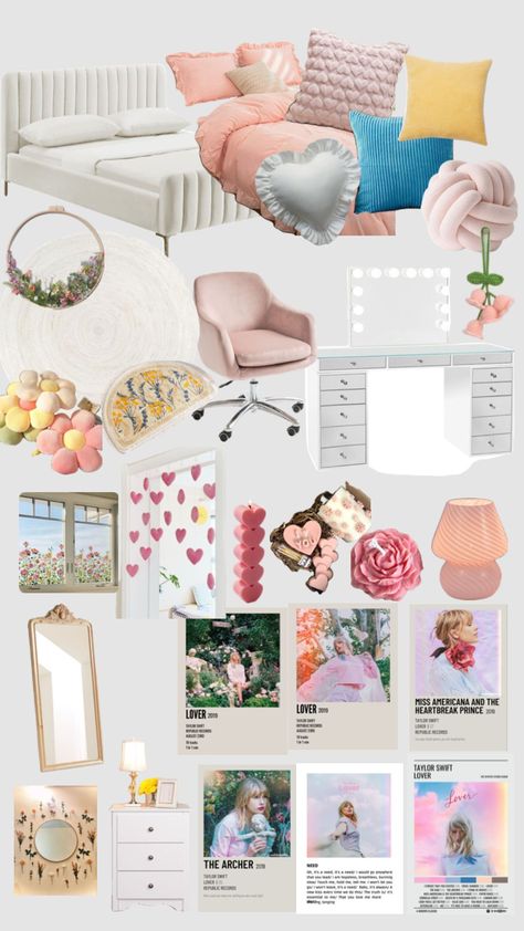 #taylor swift #lover #pink bedroom Taylor Swift Bedroom, Lover Bedroom, Bedroom Redesign, Taylor Swift Lover, Taylor Swift Speak Now, Room Redo, Pink Bedroom, Room Makeover Inspiration, Room Inspiration Bedroom