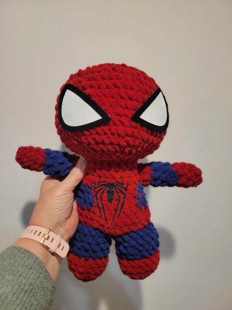 Spiderman handmade plushie stuffed toy. NOTE: This item is made to order so please allow time to make.   Also there may variations compared the photos since each one is made individually. Hello Kitty Spiderman Plush, Plushies Spiderman, Spider Man Items, Crochet Things For Men, Crochet For Man, Spiderman Items, Spiderman Crafts, Spider Man Stuff, Spider Man Crochet