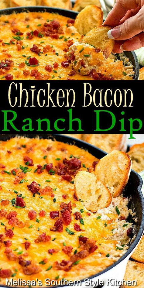 Chicken Bacon Ranch Dip, Appetizers Chicken, Baked Dip, Bacon Ranch Dip, Bacon Ranch Potatoes, Bacon Dip, Bacon Appetizers, Ranch Dip, Dip Recipes Easy