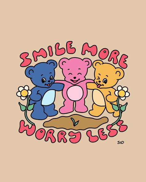 Worry Less, Cartoon Bear, Smile More, Teddy Bears, Bears, Seeds, Instagram