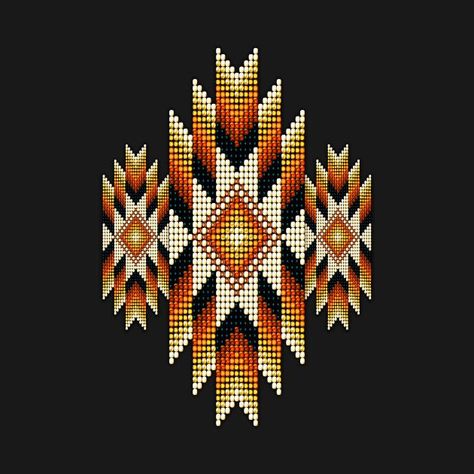 Check out this awesome 'Golden+Orange+Native+American+Style+Sunburst' design on @TeePublic! Native American Quilt, Mochila Crochet, Native American Beadwork Patterns, Native American Patterns, Beadwork Designs, Native American Crafts, Beading Patterns Free, Native American Design, Native Beadwork