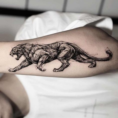 Panther Tattoo Meaning, Panther Tattoos, Black Panther Tattoo, Jaguar Tattoo, Sketch Style Tattoos, Leopard Tattoos, Panther Tattoo, Muster Tattoos, Black Tattoo