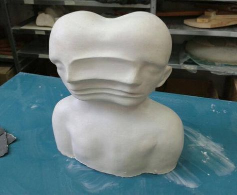 Double Face Sculpture by UmmagummaCreations on Etsy Ceramic Face Sculpture, Melting Face, Art Club Ideas, 3d Art Projects, Sculpture Art Projects, Girl Draw, Creepy Faces, Face Sculpture, Ceramic Face