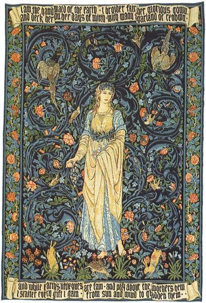 In 1861 Morris founded Morris, Marshall, Faulkner and Company along with friends Peter Paul Marshall and Charles Faulkner and subsequently begun the Arts and Craft Movement. Together with Edward Burne-Jones and fellow artists Ford Maddox Brown and Dante Gabriel Rosetti, the group produced some of the most creative tapestries and wall hangings Britain had seen. Pre Raphaelite Art, Edward Burne Jones, Medieval Tapestry, William Morris Art, William Morris Designs, Pre Raphaelite, Tapestry Art, Art Japonais, British Art