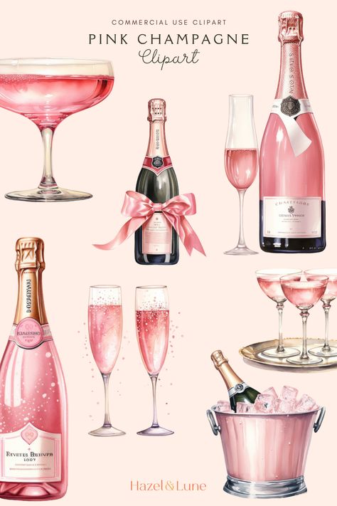 Celebrate with our Pink Champagne clipart! 🌸🥂 These charming champagne illustrations are perfect for all your graphic design projects, from invitations to cards and beyond. Add a whimsical touch of festivity and joy to your creations with these delightful pink champagne elements. Ideal for any project that needs a bit of bubbly magic. Check out our collection and let these champagne designs inspire your next project! Cocktail Graphic Design, Champagne Illustration, Champagne Wallpaper, Champagne Clipart, Champagne Aesthetic, Watercolor Bubbles, Drinks Clipart, Procreate Pocket, 21st Birthday Sign