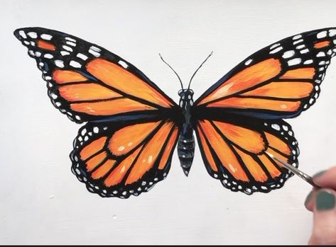 Butterfly Painting Easy, Butterfly Acrylic Painting, Butterfly Step By Step, Painting Videos Tutorials, Easy Drawing Steps, Butterfly Art Painting, Drawing And Painting, Butterfly Drawing, Acrylic Painting Tutorials