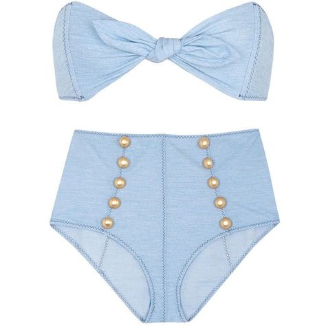 Womens Bikinis Lisa Marie Fernandez Poppy Buttoned Denim-effect Bikini ($460) ❤ liked on Polyvore featuring swimwear, bikinis, bikini two piece, tankini top, highwaist swimwear, embellished bikini and high waisted swim wear Highwaist Swimwear, Burberry Swimsuit Blue, Luxury Bustier Swimwear With Built-in Bra, Embellished Swimwear, Luxury High-waisted Denim Jean Shorts, Nautical Swimwear, Blumarine Swimwear, Blue Swimwear, Swimwear High Waisted