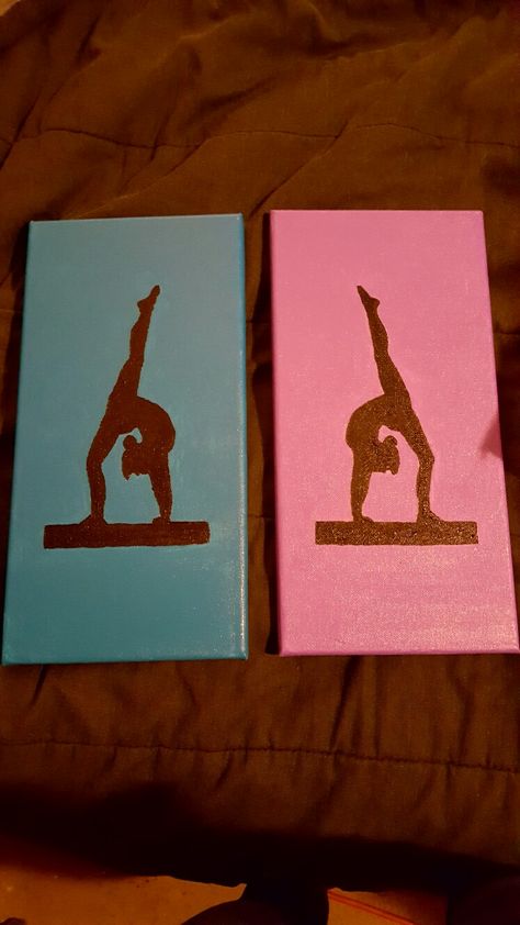 Gymnastics Painting Ideas, Gymnast Painting, Gymnastics Painting, Gymnastics Crafts, Gymnastics Room Decor, House Paintings, Gymnastics Room, Gymnastics Party, Cork Art