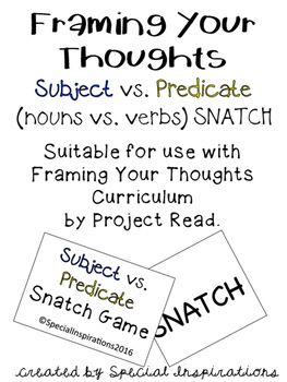 Framing Your Thoughts Writing, Framing Your Thoughts Sentence Structure, Subject And Predicate, Nouns And Verbs, Sentence Structure, Math Resources, Teacher Store, Phonics, Teacher Pay Teachers