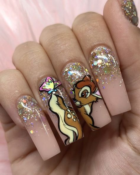 Devin Strebler💗🛸 on Instagram: “Bringing these Lil Bambi’s back 🎀🍂 Can’t wait for some fun Fall nails this year. I have a question! Who’s interested in some online…” Bambi Nails, Fun Fall Nails, Disney Themed Nails, Sports Nails, Themed Nails, I Have A Question, Nail Stamping, Fall Nails, Tag Someone Who