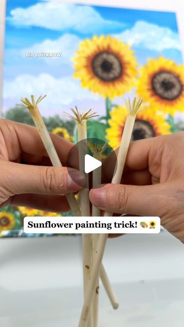 Emily Seilhamer on Instagram: "Sunflower painting trick using straws! 🌻🎨 #sunflowers #sunflower #paintingtips #tipsandtricks #tutorials #diyideas" Easy Sunflower Painting, Sunflower Mural, Paint Sunflowers, Diy Watercolor Painting, Sunflower Art, Diy Watercolor, Sunflower Painting, Diy Paint, August 12