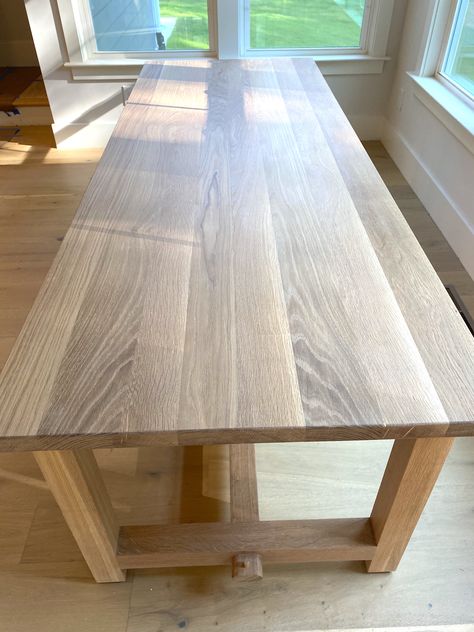 Woodshop Ideas, Handcrafted Dining Table, White Oak Dining Table, White Oak Table, Parsons Table, Stained Table, Oak Panels, House Extension, Kitchen Tables