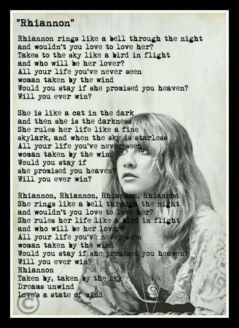 Stevie Nicks Lyrics To Rhiannon. Google Search!! Bird In Flight Tattoo, Fleetwood Mac Rhiannon, Rhiannon Lyrics, Flight Tattoo, Stevie Nicks Quotes, Stevie Nicks Style, Lindsey Buckingham, Great Song Lyrics, Stevie Nicks Fleetwood Mac