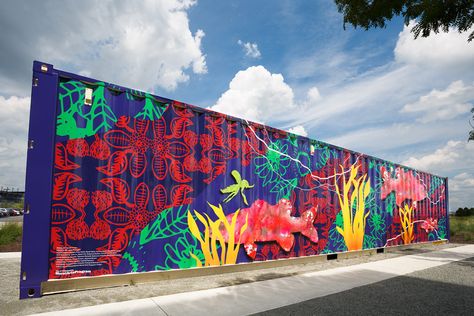 Philly’s 15 Favorite Murals of 2016 - Mural Arts Philadelphia Mural Arts Philadelphia Container Art Painting, Container Painting Ideas, Shipping Container Mural, Shipping Container Art, Garden Graffiti, Branding Merchandise, Billboard Signage, Container Art, Tattoo School