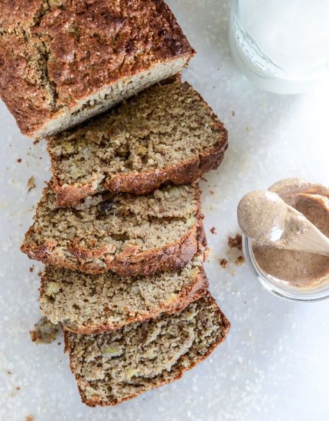 Almond Butter Roasted Banana Bread. - How Sweet Eats Roasted Banana, Banana Nut Bread Recipe, Nut Bread Recipe, Banana Nut Bread, Nut Bread, Banana Nut, Sugar Free Desserts, How Sweet Eats, Banana Bread Recipes