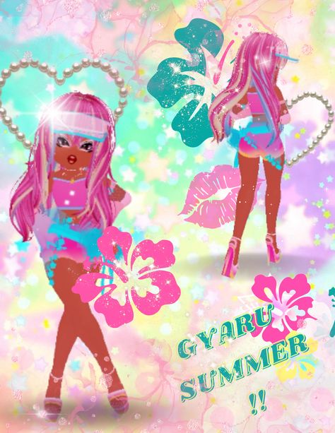 Gyrua Royale High, Gyaru Fashion Summer Royale High, Summer Gyaru Royale High, Royale High Photoshoot, Gyaru Hair Combos Royale High, Royale High Gyaru Face, Gyaru Royale High, Roblox Photoshoot, Gyaru Fits