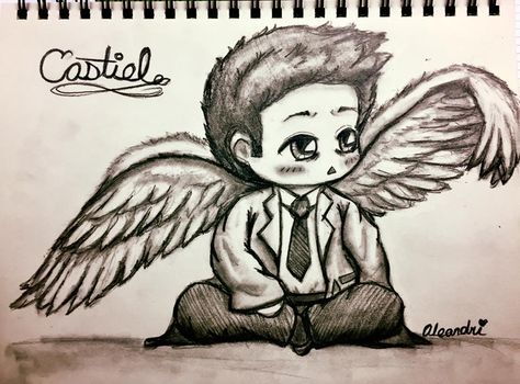 Chibi Castiel Sketch by Aleandri on 3 JUN 17. Supernatural. Castiel Sketch, Supernatural Drawings Sketches, Supernatural Sketches, Drawings Ideas Easy, Supernatural Signs, Supernatural Pentagram, Dancing Sketch, Supernatural Symbols, Demon Symbols