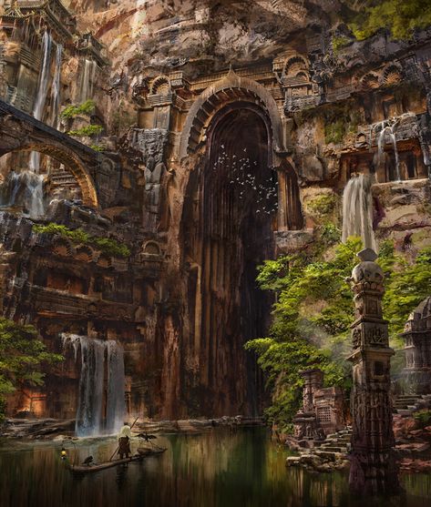 Castle Gate Concept Art, Eddie Mendoza, Fantasy Ruins, Tech Theatre, Lex Barker, Art Mini Toile, Fantasy Realm, Art Cyberpunk, Illustration Fantasy