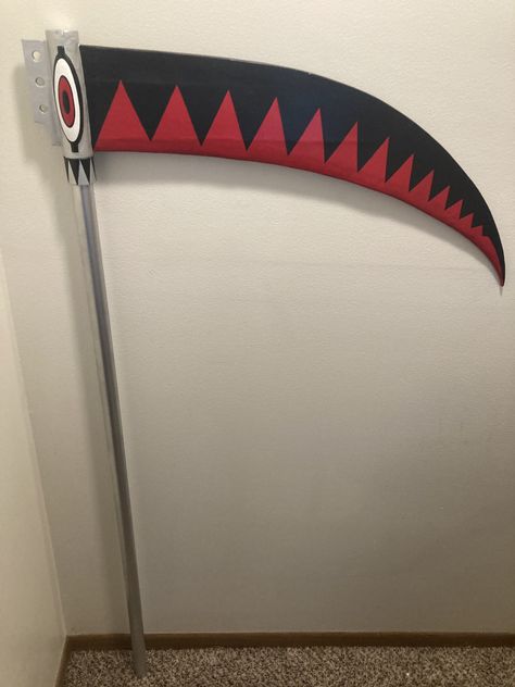 Fandom Duchess cosplay and art Diy Scythe How To Make, Cardboard Scythe, Soul Eater Scythe, Silver Spray Paint, Naruto Sketch Drawing, Naruto Sketch, Eye Details, Black Acrylic Paint, Art N Craft