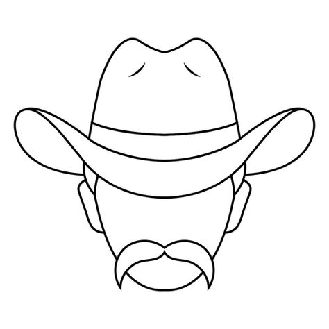 Simple Cowboy Hat Outline, Cowboy Hat Sketch Easy, Drawing A Cowboy Hat, Cowboy Hat Simple Drawing, Cow Boy Hat Sketch, Cowboy Outline Tattoo, Cowboy Drawings Easy, How To Draw A Cowboy Hat Easy, Western Hat Tattoo