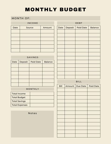 Monthly Budget Excel, Daily Planner Sheets, Monthly Budget Printable, Printable Budget, Home Management Binder, Savings Strategy, Monthly Budget Planner, Planner Sheets, Weekly Monthly Planner