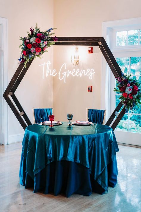 Hexagon Wedding Arch, Sweetheart Table Backdrop, Hexagon Wedding, Table Backdrop, Head Table Wedding, Sweetheart Table Wedding, Jewel Tone Wedding, Wedding Backdrop Decorations, Wedding Arch Flowers