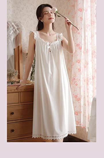 Womens Cotton Victorian Sleeveless Nightgowns Long Sleepwear Soft Night Dress lace princess Pajamas at Amazon Women’s Clothing store First Night Dress, Victorian Nightgown, Collar Dresses, White Nightgown, Vintage Nightgown, Womens Knit Dresses, Nightgowns For Women, Night Wear, Linen Pants Women