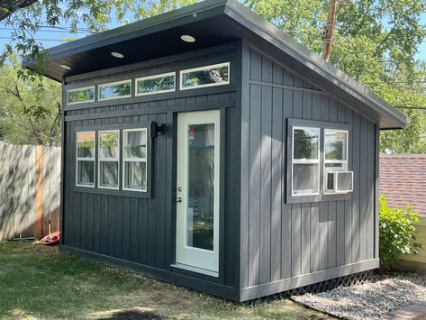 Tiny Home Backyard Guest Houses, Tiny Home Backyard, Small Shed House, Guest House Tiny, Window Above Door, Backyard Tiny House, Prefab Shed, Creative Storage Ideas, Prefab Sheds