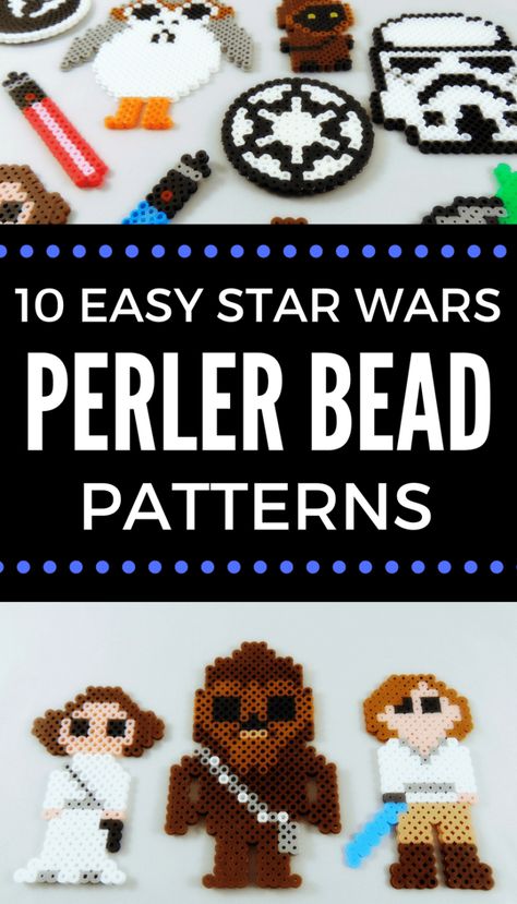 It's almost Star Wars Day.  Celebrate by making these easy Star War Perler Bead patterns.  #starwars #maythe4thbewithyou #perlerbeads #perler Star Wars Perler Bead Patterns, Disney Perler Bead Patterns, Star Wars Perler Beads, Melt Beads, Star Wars Crafts, Melty Bead Patterns, Pearl Beads Pattern, Beads Patterns, Fuse Bead Patterns