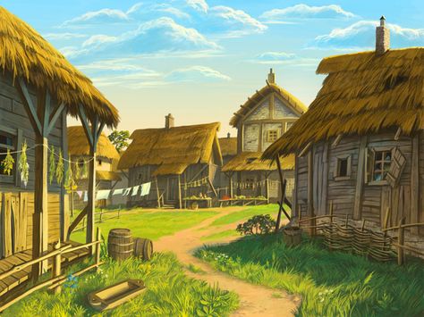 Similar to Feelix's Village just South of the Long Mountains. Farm Village, Fantasy Village, Fantasy Town, Memo Notepad, Rpg Map, Fantasy City, Fantasy Places, Fantasy Setting, Landscape Drawings