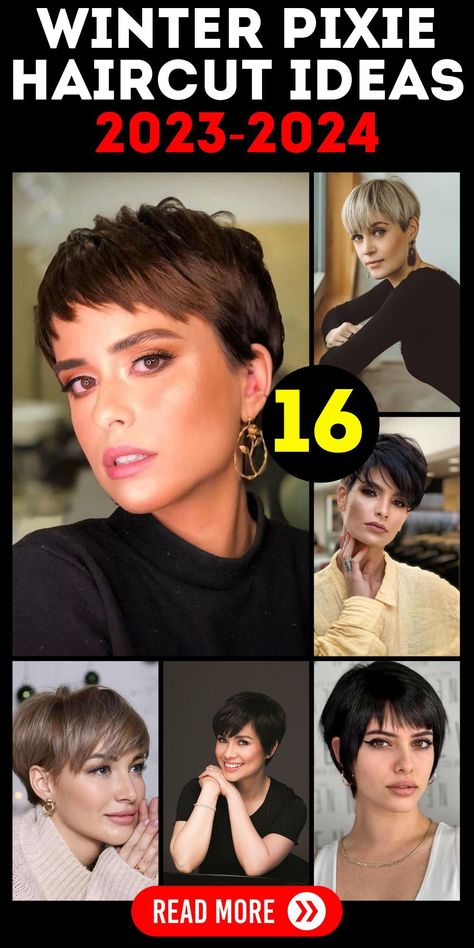 Pixie Haircut Color, Funky Pixie Cut, Very Short Pixie Cuts, Messy Pixie Haircut, Pixie Haircut Fine Hair, Shaved Pixie, Short Blonde Pixie, Brunette Pixie, Short Curly Pixie