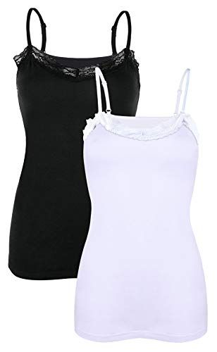 eulo Tank Top for Womens Work Out Basic Camisole Cotton Camis Base Lingerie Black White M,#Womens, #Work, #Basic, #eulo Tops For Women Cotton, Cotton Lingerie, Cotton Camisole, Long Tank Tops, Womens Camisoles, Black Camisole, Long Tank, Shelf Bra, Tank Top Cami