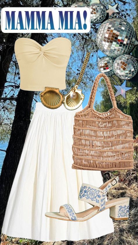 mamma mia inspired outfit #donna #sophie #ootd #beach #outfit #summer #outfitinspo #vintage #movie #mammamia #iconic #beachy Ootd Beach, Party Dress Codes, Greece Outfit, Fits For Summer, Style Makeover, Mama Mia, Vintage Movie, Mamma Mia, Future Fashion