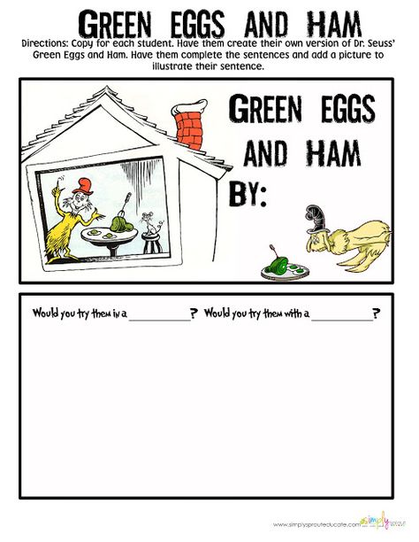 Dr. Seuss Green Eggs and Ham activities for the classroom for Read Across America Dr Seuss Preschool, Dr Seuss Activities, Seuss Classroom, Seuss Crafts, Read Across America Day, Dr Seuss Week, Dr Seuss Day, Seuss Quotes, Preschool Literacy