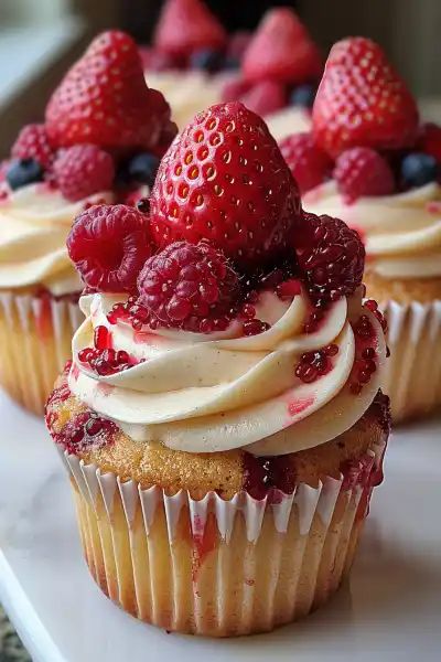 Fruit Birthday Cupcakes, Strawberry Cheesecake Cupcakes Recipe, Strawberry Cupcake Cake, Strawberry Cupcake Ideas, Gourmet Cupcake Ideas, Boxed Cupcake Recipes, Cupcake Recipes With Filling, White Chocolate Strawberry Cupcakes, Cupcake Flavor Combinations