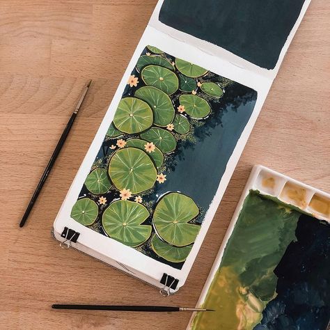 Lily Pad Painting, Feather Art Drawing, Gauche Painting, Everyday Art, Gouache Art, Shop Art Prints, Art Painting Gallery, Art Gallery Wallpaper, Watercolor Art Lessons