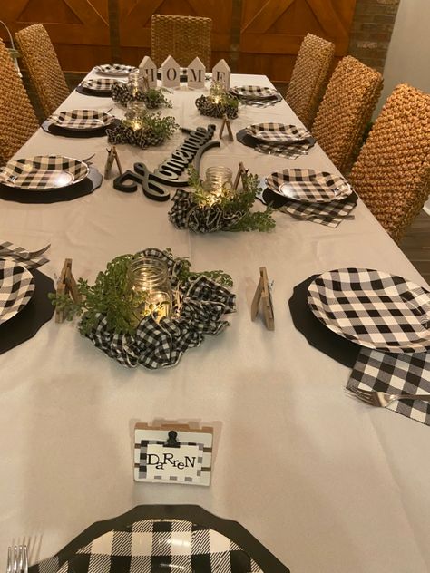 Black and white gingham Black And White Buffalo Plaid Table, Black And White Gingham Party Decor, Black And White Checkered Party Decor, Black And White Gingham Tablecloth, Black Gingham Tablecloth, Bbq Decorations, Gingham Party, Black And White Gingham, I Do Bbq