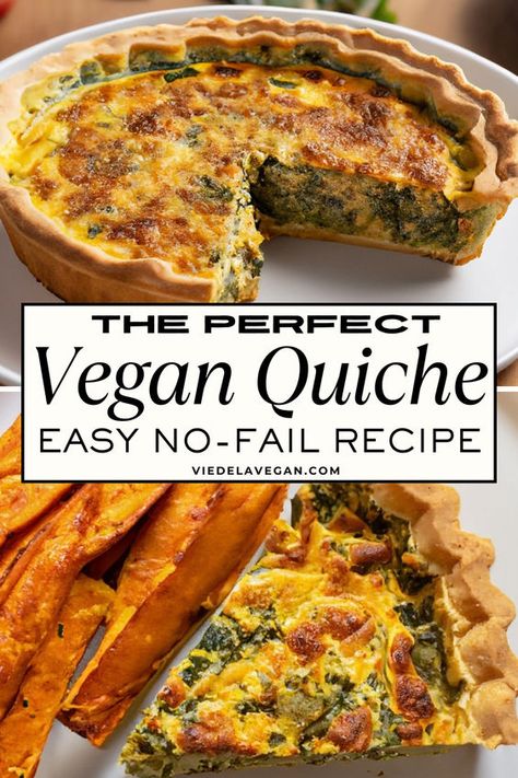 Making a vegan quiche recipe can be challenging due to the need for suitable egg and dairy substitutes. You will find simple and effective solutions here. Learn how to create a delicious, creamy quiche that everyone will love. Save this pin for later to easily access the perfect vegan quiche recipe whenever you need it! Vegan Quiche Recipes Easy, Vegan Tofu Quiche, Egg Free Quiche, Tofu Quiche Vegan, Easy Vegan Quiche, Vegan Diner Food, Vegan Breakfast Ideas Easy, Vegan Breakfast To Go, Vegan Dinner Ideas Easy