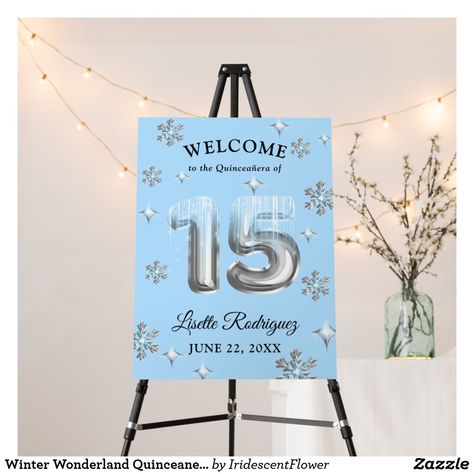 Winter Wonderland Quinceanera Welcome Sign Sweet 16 Welcome Sign, Winter Wonderland Sign, Winter Wonderland Sweet 16, Quinceanera Winter Wonderland, Winter Wonderland Quinceanera, Wonderland Sweet 16, Frozen Birthday Theme, Welcome Winter, Frozen Theme