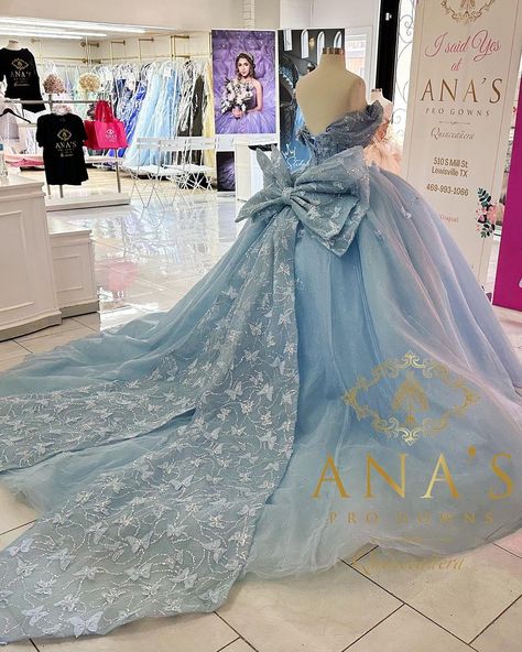 Quince Cinderella, Blue Quince Dress, Light Blue Quinceanera Dresses, Flowers Birthday Party, Cinderella Quinceanera Themes, Cinderella Sweet 16, Cinderella Quinceanera, Quince Stuff, Blue Sweet 16