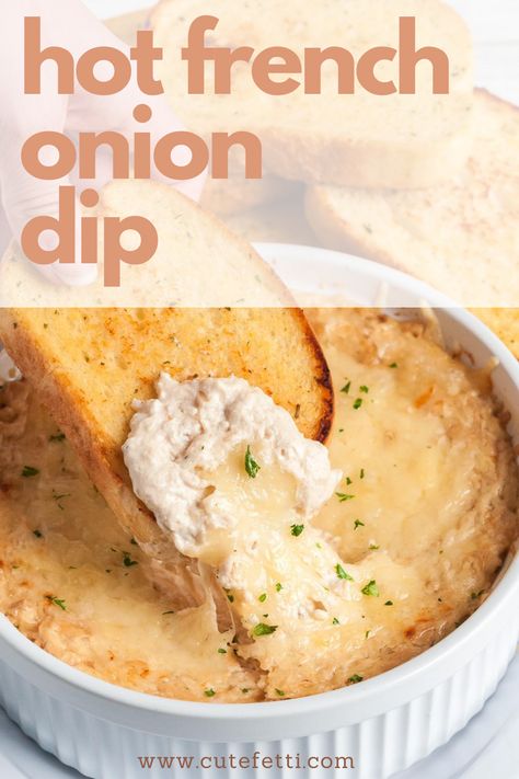 Easy baked french onion dip recipe with only 4 ingredients. Onion Dip Mix Recipe, Onion Dip Recipe Easy, Lipton Onion Soup Recipes, French Onion Dip Mix, Hot Onion Dip, Onion Dip Mix, French Onion Dip Recipe, Onion Soup Mix Recipe, Baked Dips