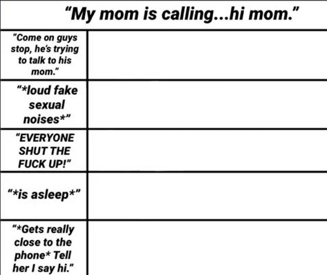 My mom is calling... hi mom meme template How Would Your Oc React, How Characters Would React Template, Drawing Ideas Dragon, Art Middle School, Template Character, Mom Meme, Art Assessment, Alignment Charts, Template Meme