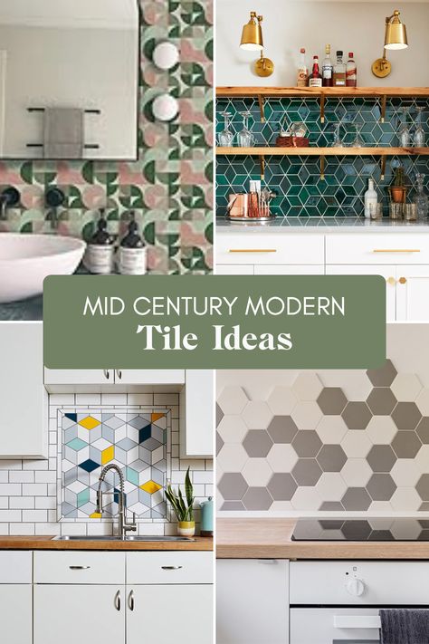 Searching for chic design inspiration? Look no further! Discover stunning mid-century modern tile patterns and backsplash ideas that will transform any space in your home. With matte textures and a sophisticated finish, these versatile tiles are perfect for your DIY projects. Each 7.87"x7.87" tile can cover up to 4.3 sq. ft., making installation a breeze! From elegant bar tiles to modern kitchen designs featuring the Eichler Blend medium diamonds, your space can include stylish, easy-to-install tiles that are sure to impress! Rectangle And Square Tile Patterns, Decorative Tile Backsplash Kitchen, Mcm Backsplash, Mid Century Modern Kitchen Backsplash, Mid Century Modern Tile, Modern Tile Patterns, Modern Tile Backsplash, Modern Floor Tiles, Mid Century Tile