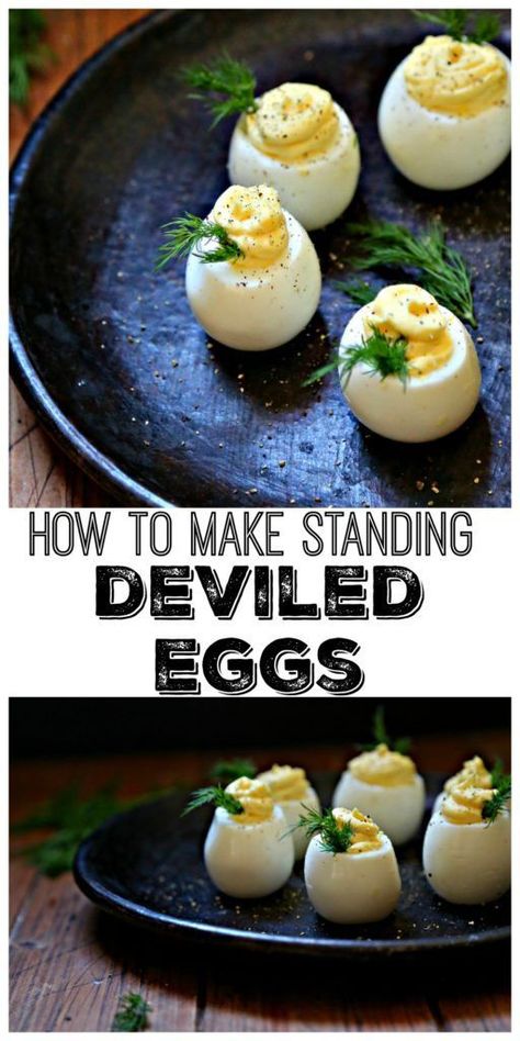 We'll show you how to make these Standing Deviled Eggs. They're an #EggceptionallyGreat appetizer!  #deviledeggs #eggs #recipes #appetizers #glutenfree #glutenfreerecipes #easyrecipe #sponsored by Great Day Farms AD Thanksgiving Deviled Eggs, Southern Deviled Eggs, Devilled Eggs Recipe Best, Deviled Eggs Recipe Classic, Devilled Eggs, Egg Benedict, Eggs Recipes, Deviled Eggs Easy, Best Deviled Eggs