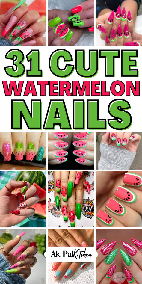 Get into the summer spirit with refreshing watermelon nails! Explore various summer nail ideas and fruit nail ideas to create your own unique watermelon nail art designs. Whether you prefer watermelon short nails, long nails, square nails, or French tip nails, there are watermelon nail inspirations. Go bold with neon watermelon nails or opt for a subtle look with watermelon ombre nails. Embrace the classic pink and green nails for a fresh and vibrant manicure. Watermelon Nail Designs Summer, Watermelon Gel Nails, Watermelon Toenails, Pink Watermelon Nails, Fruit Nail Ideas, Long Nails Square, Watermelon Nail Designs, Watermelon Nail, Red Summer Nails