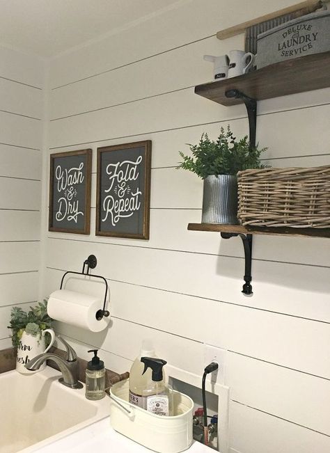 rustic laundry room reveal Farmhouse Laundry Room Ideas, Modern Farmhouse Laundry Room, House Laundry Room, Rustic Laundry Rooms, Basement Laundry Room, Dream Laundry Room, Basement Laundry, Farmhouse Laundry, Farmhouse Laundry Room